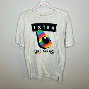 Extra Like Guac Women Size Large Tee Shirt Graphic T-Shirt Soft Rainbow